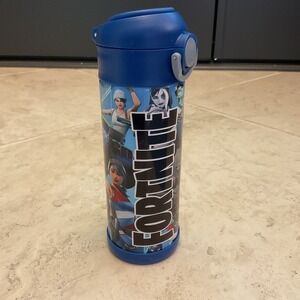 Fortnite Stainless Steel Water Bottle Blue Flip Top Lid Skull Trooper Llama 18oz